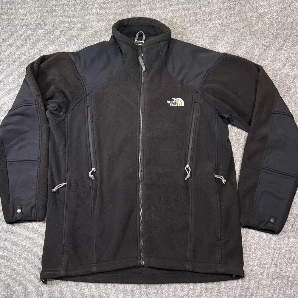 The North Face Jacket Mens Large Black Fleece Softshell Full Zip Pockets Outdoor